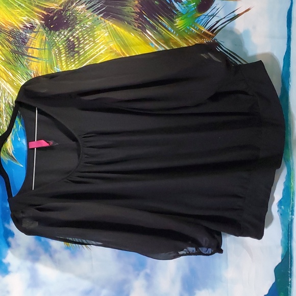 Pure energy cold shoulder balloon sleeves blouse women's size 2 - Picture 1 of 5